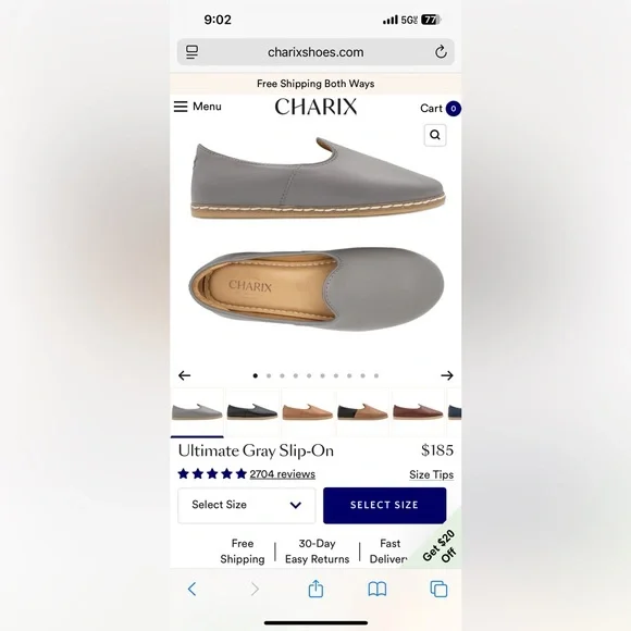 Charix Classic Slip-On, Gray, Size 38 - Picture 11 of 11